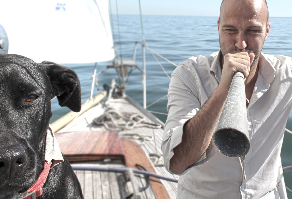 Christoph Meyer mit Bordhund Lotte