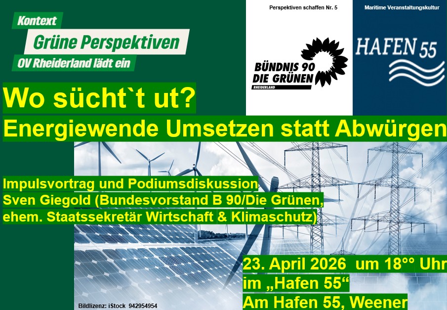 "Wo sücht't ut? - Energiewende umsetzen statt abwürgen" - Impulsvortrag und Podiumsdiskussion mit Sven Giegold